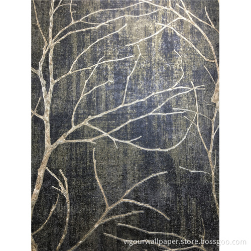53cm Golden Modern PVC Embossed Hotel Wallpaper Bilik